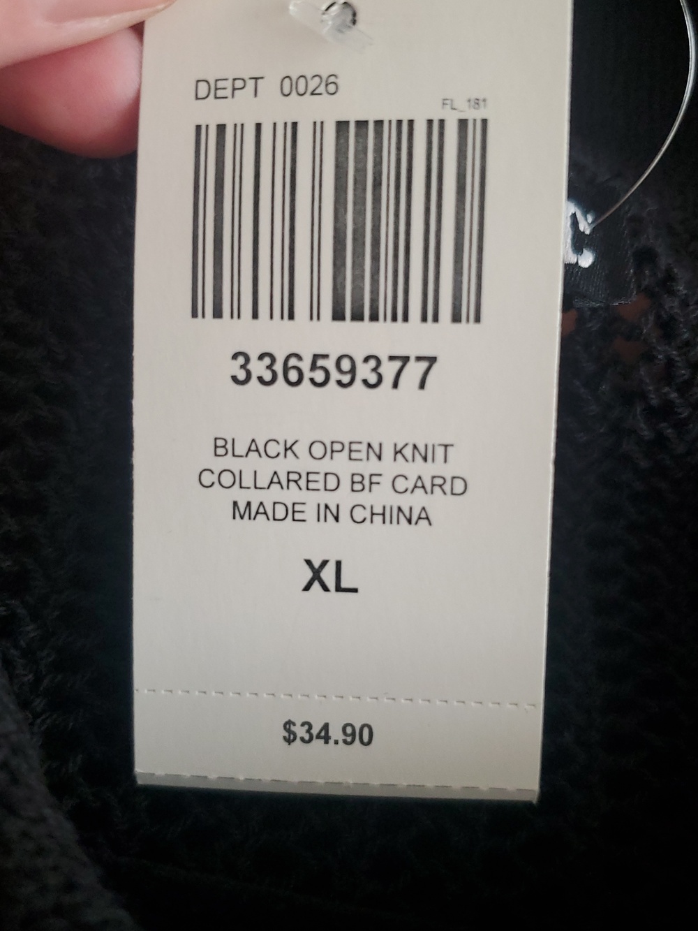 *NWT* Hot Topic'S Black Open-Knit Collared Button Cardigan - Picture 14 of 14